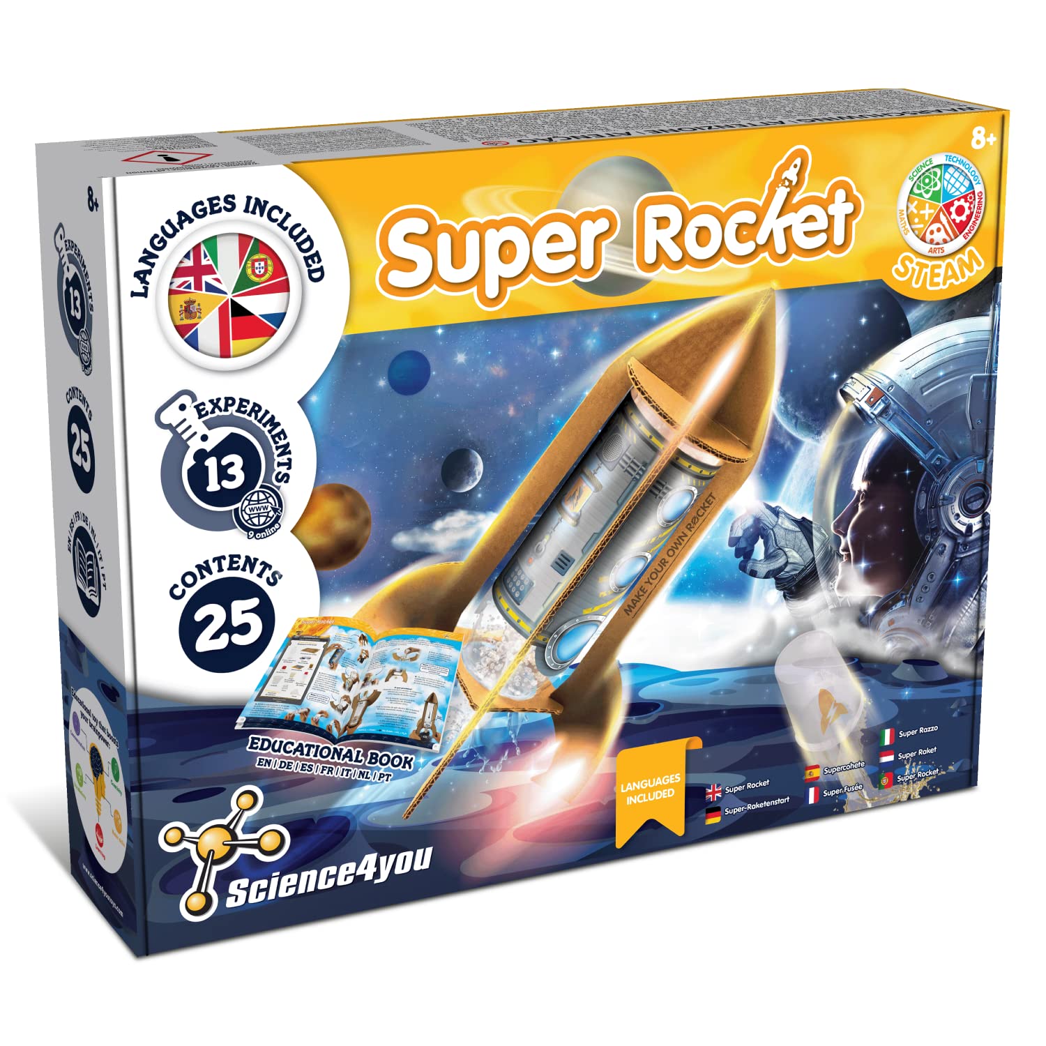 Science4you Super Rocket Launcher for Kids - 13 Science Experiments, Build Your Own Bottle Rocket, Launcher Kit - Garden Toys, Educational Science Gifts for Boys & Girls 7 8 9 10 11+ Years Old