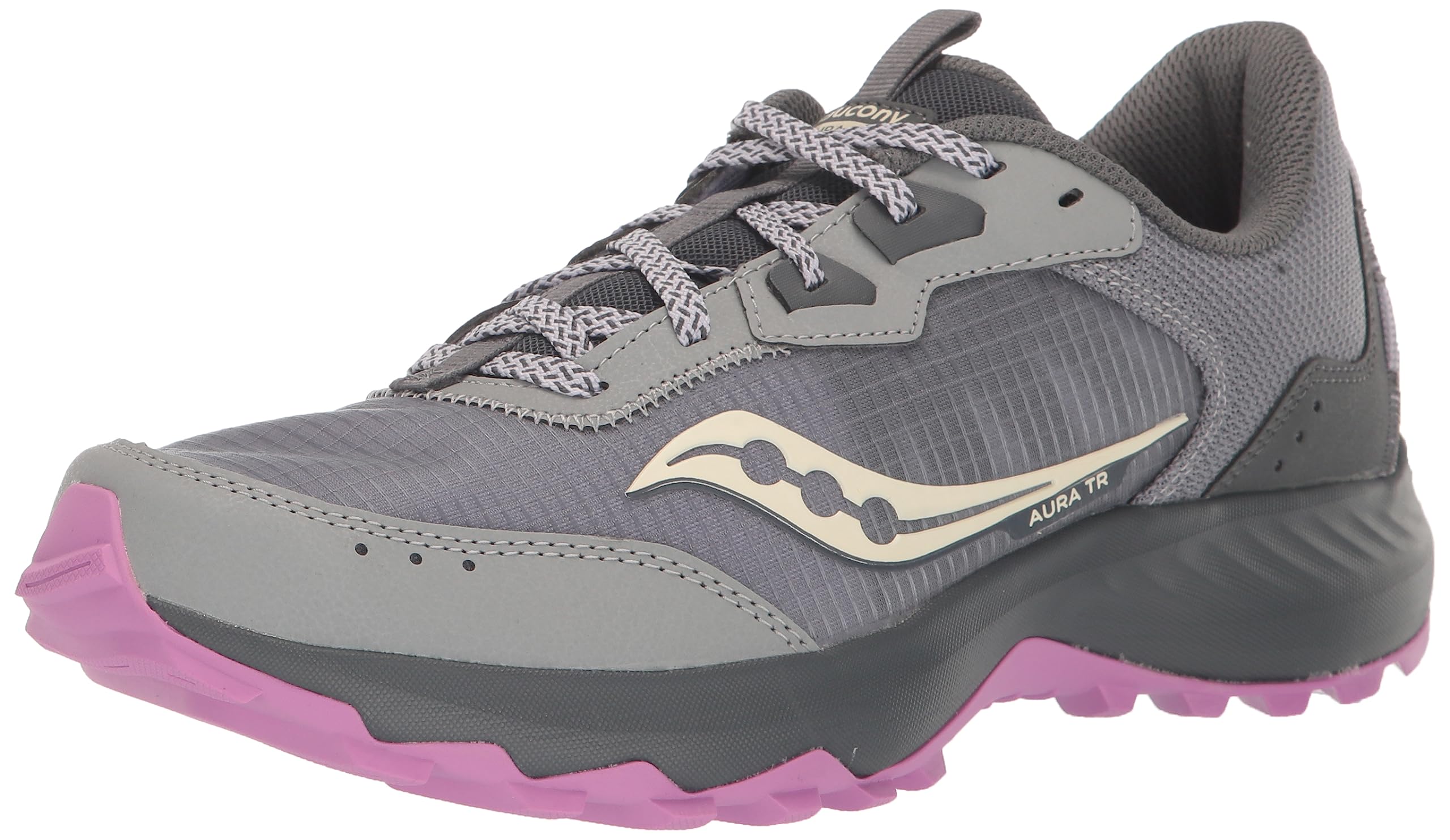 Saucony Women’s Aura Tr, Fossil/Grape, 5.5 Wide