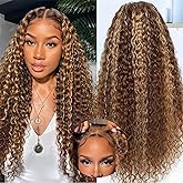 YOOLOOT Wear and Go Glueless 5x5 HD Lace Closure Wigs Human Hair Deep Wave Wig Human Hair Pre Plucked Pre Cut P4/27 Honey Blonde Ombre Highlight Wig Human Hair 180% Density 20 Inch