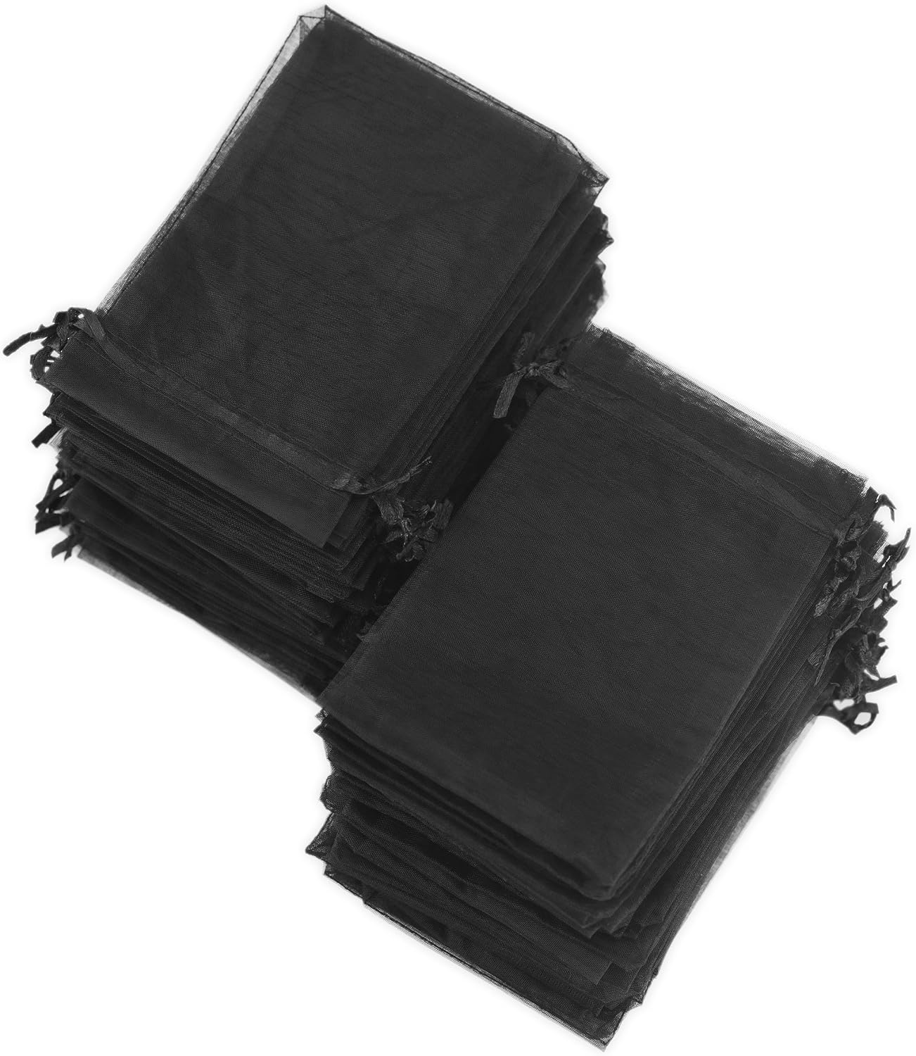 FiveSeasonStuff Black Organza Bags Wedding Favours Gift Jewellery Birthday Party Baby Shower Arts & Crafts Gift Wrapping Candy DIY Pouches (10cm x 15cm) Medium