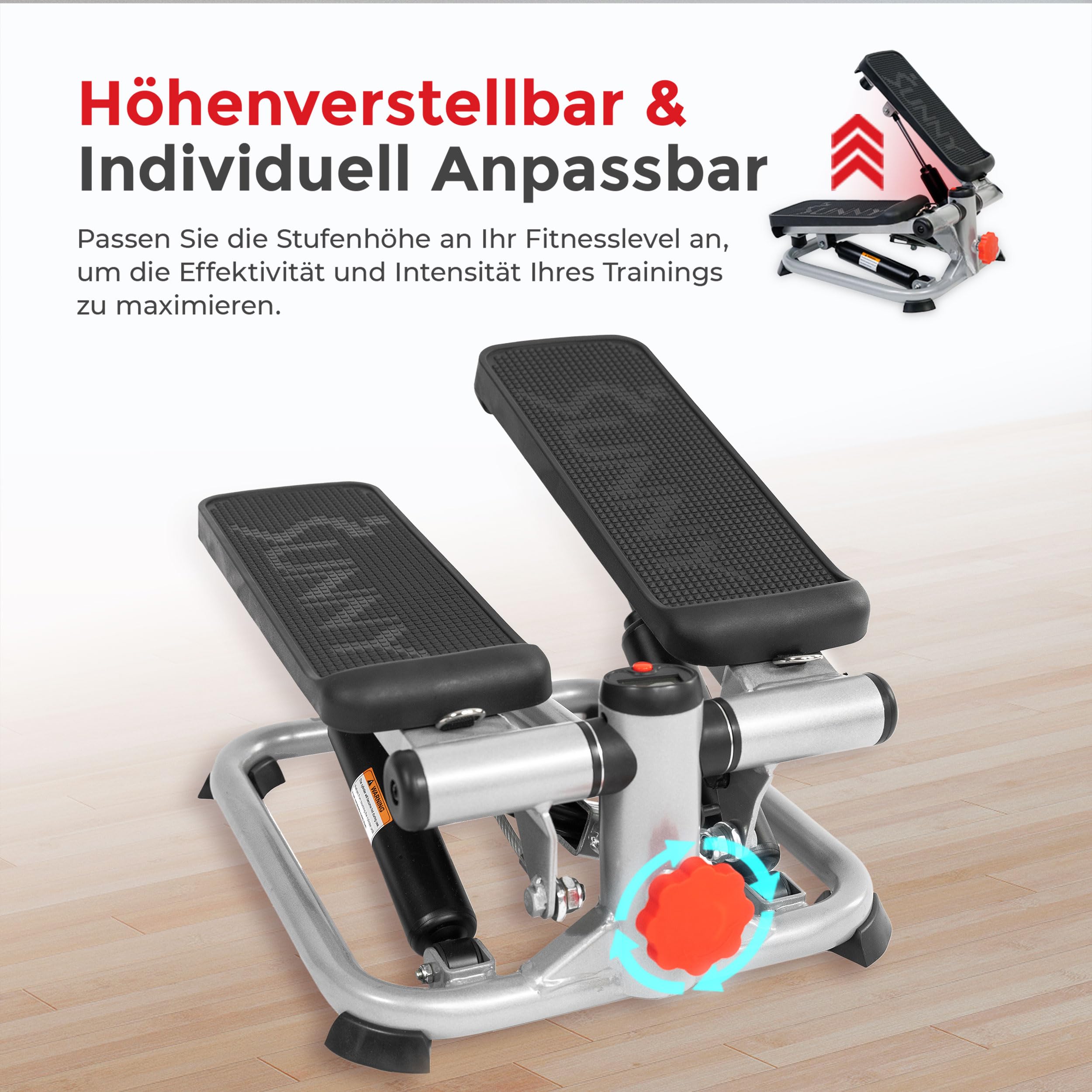 Sunny Health & Fitness Stepper für zuhause, Low-Impact Übung Stepper für Ganzkörpertraining mit Widerstandsbändern - SF-S0978 5