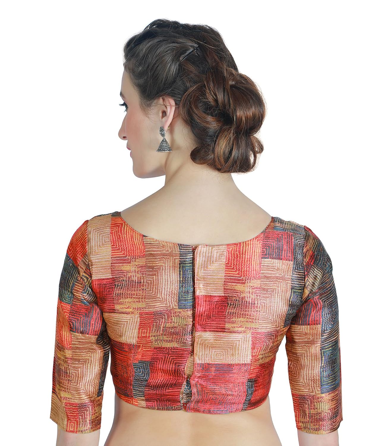 studio shringaar women's polyester back button saree blouse