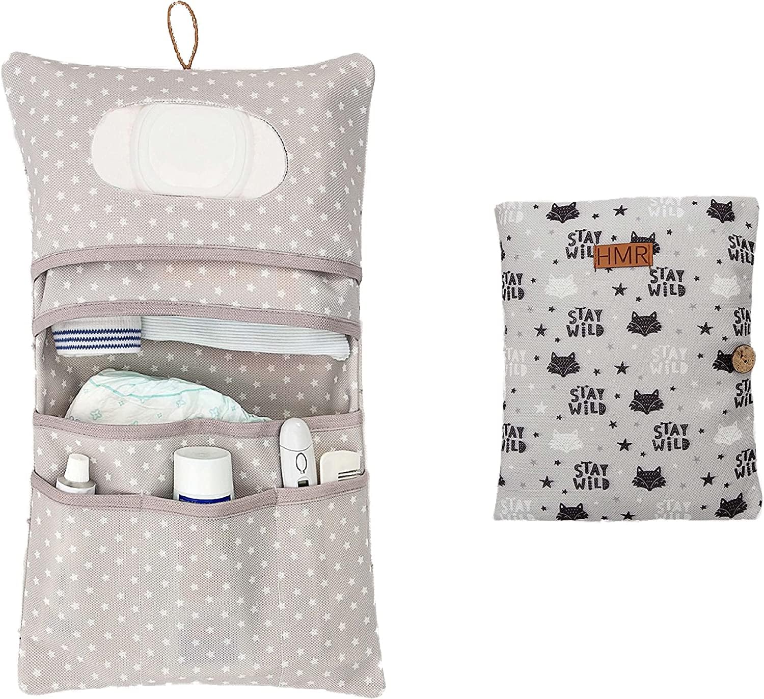 HAMUR HOME Diaper Bag Organizer And Cosmetic Bag 2in1 - Small Diaper Bag For On The Go Mom's Diapers Cream Wipes Baby Organizer (Fox)