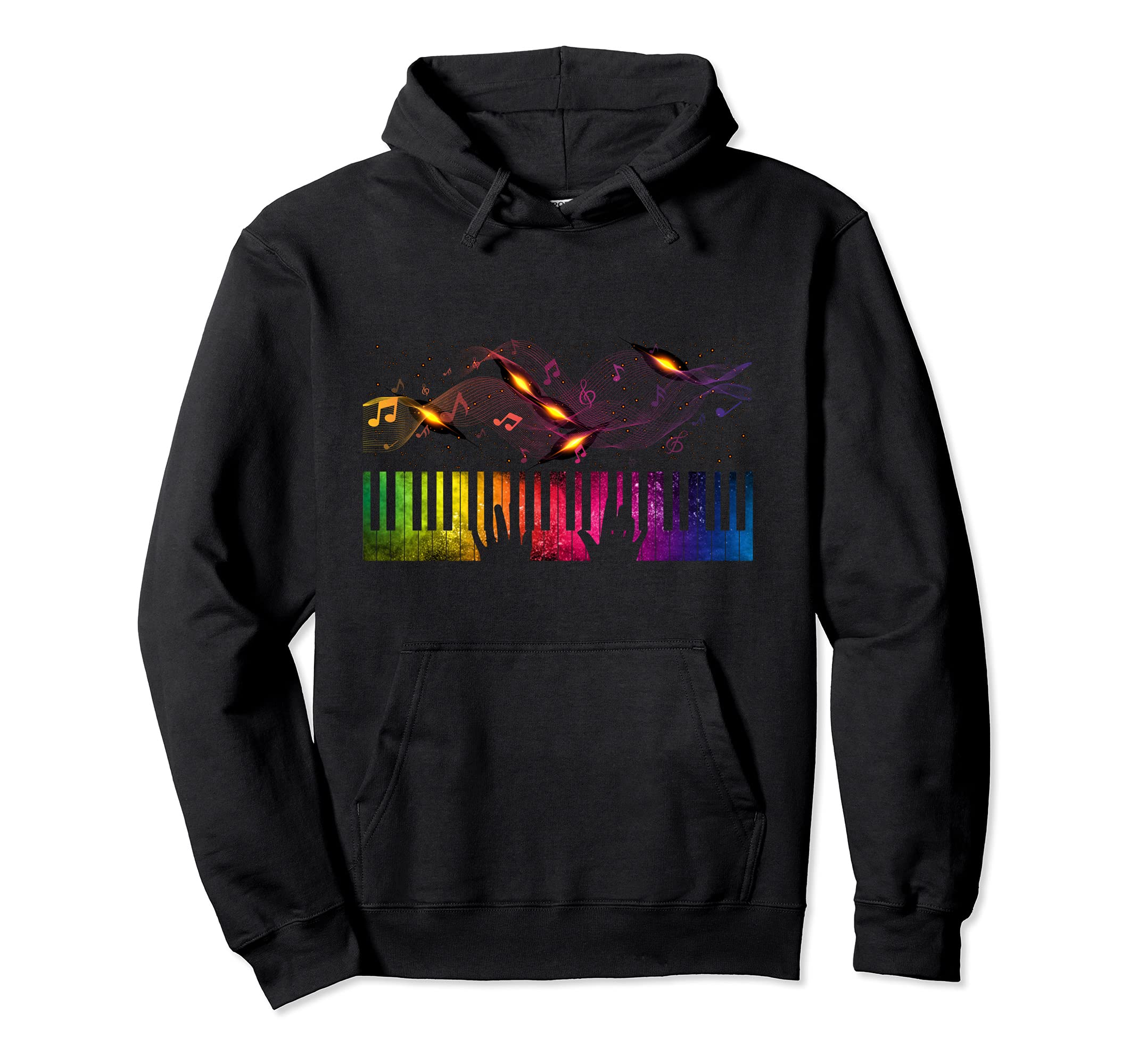 Colorful Piano Keyboard Pianist Music Notes Musician Piano Pullover Hoodie