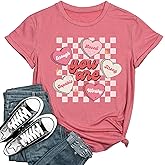 Women's Valentine Shirts Retro Candy Couple Love Heart Teacher You are Enough T-Shirt Casual Lover Gift Blouse Tops
