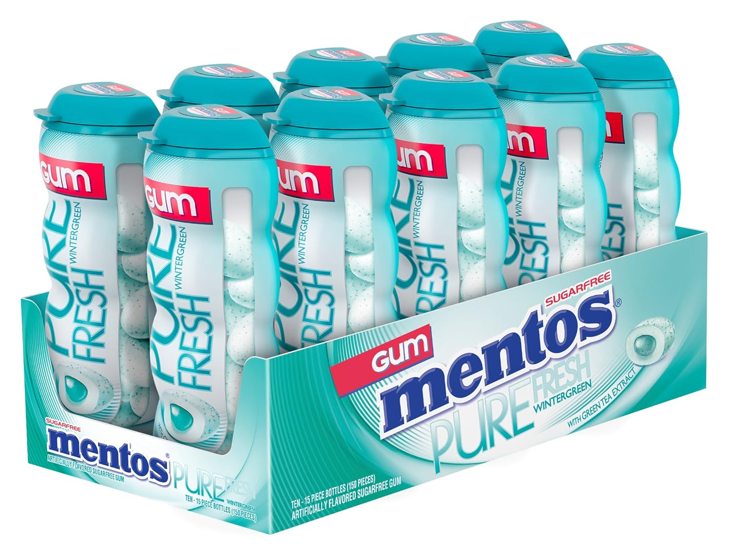 Mentos Pure Fresh SugarFree Chewing Gum with Xylitol, Wintergreen, 15