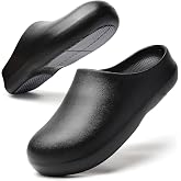 MEIAGDT Women's Slip On Nurses Clogs - Waterproof Lightweight EVA Work Shoes with Comfort Arch Support &amp; Non-Slip Rubber Sole, Easy Clean Garden Mules for Healthcare, Hospital, Kitchen Black 40-41