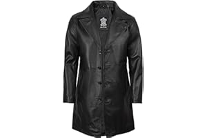 Decrum Mens Leather Coat - Casual Real Lambskin Long Leather Jackets for Men
