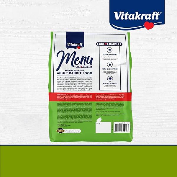 VITAKRAFT MENU PREMIUM RABBIT FOOD – ALFALFA PELLETS BLEND – VITAMIN AND MINERAL FORTIFIED
