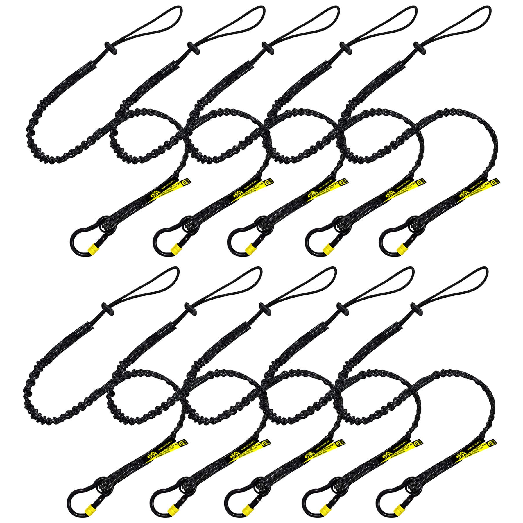 BearTOOLS Black Screw Lock Safety Lanyard 3 Foot Safety Tool Lanyard, Tough Lanyard with Carabiner, Adjustable Loop End, Ultra-Durable, Premium Quality Materials Ideal for Scaffold, Construction (10)
