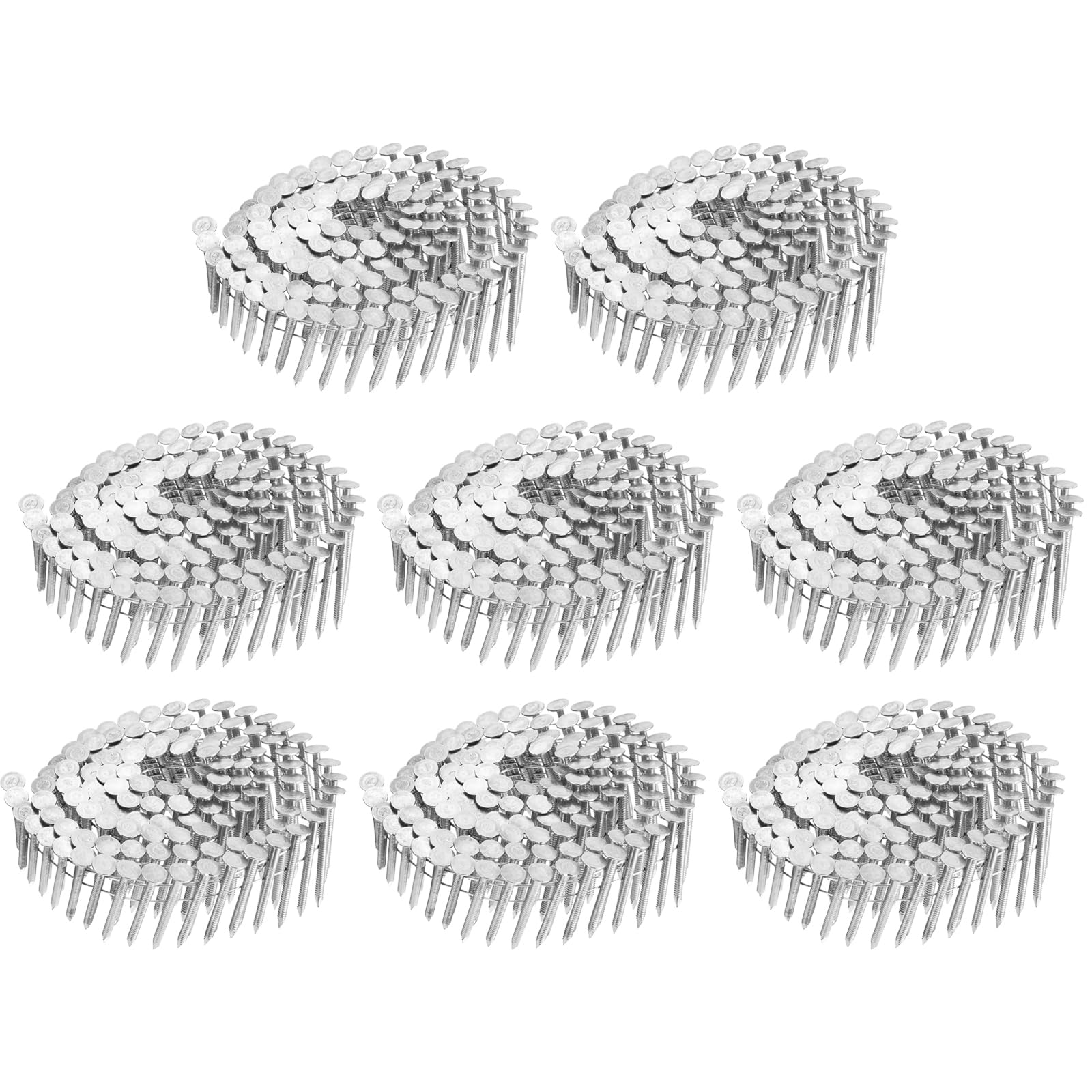 uxcell 1200 Count Siding Nails 1-1/2"x0.12" 15-Degree 304 Stainless Steel Ring Shank Full Round Head Collated Wire Coil for Lath and Sheathing Materials