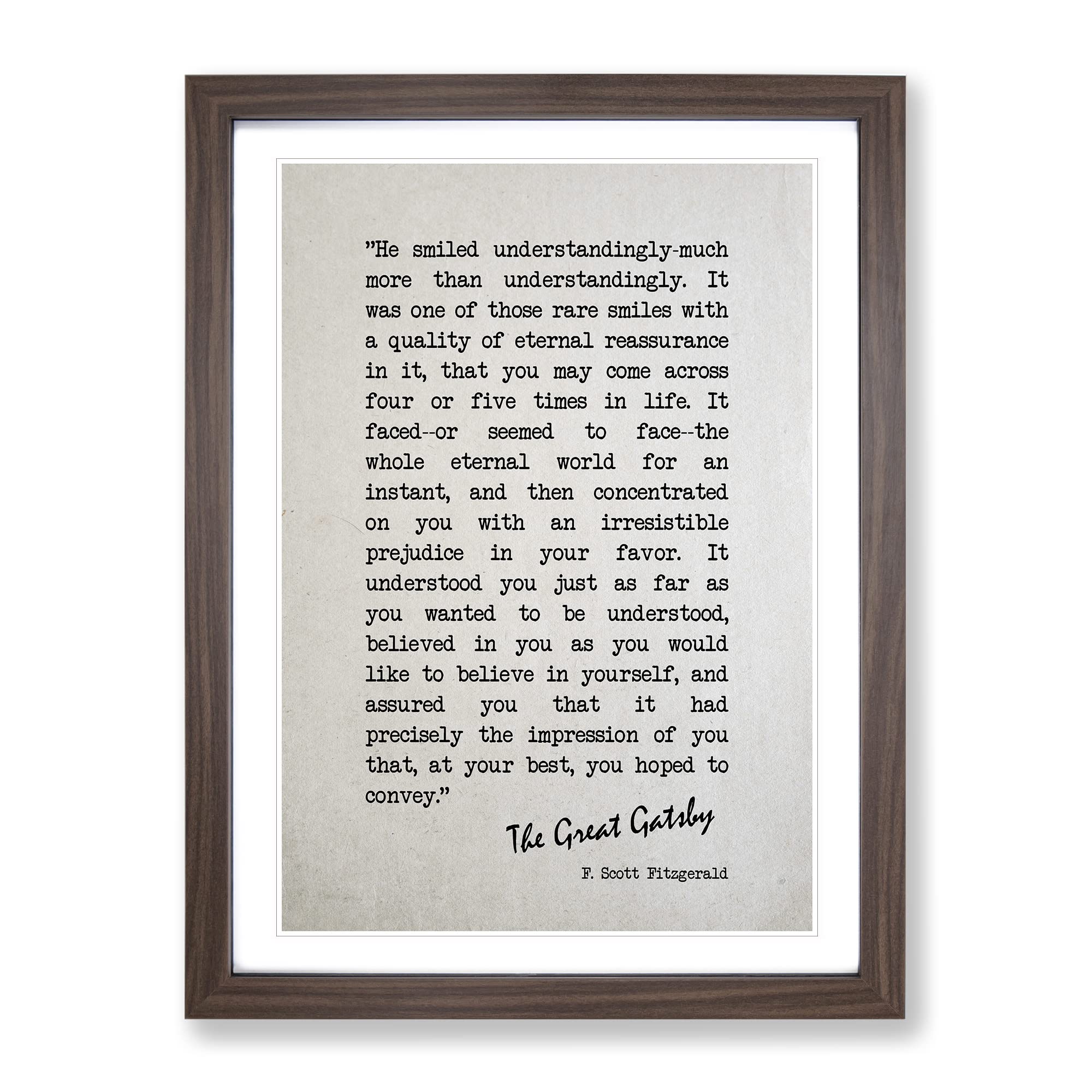 Great Gatsby Quote F. Scott Fitzgerald Vintage Framed Wall Art Print, Ready to Hang Picture for Living Room Bedroom Home Office Décor, Walnut A4 (34 x 25 cm)