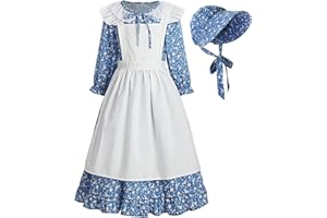 ReliBeauty Pioneer Girl Dress Colonial Prairie Costume