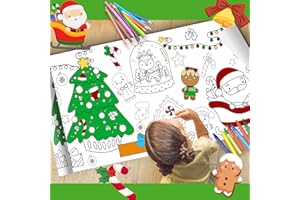 EnjoyMyDesign Christmas Coloring Paper Roll for Kids, Fun Activity for Children's DIY Painting, Large Coloring Tablecloth for Kids DIY Christmas Party