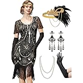 YESSA Flapper Dresses 1920s Dresses for Women,Great Gatsby Dresses for Women Roaring 20s Costumes With 20s Accessories