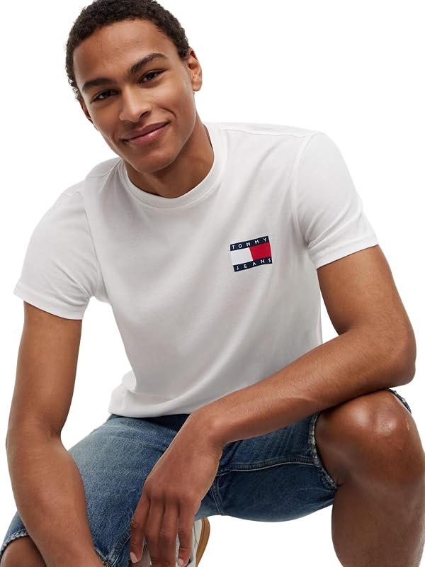 T-Shirt da Uomo Tjm Slim 2pack Ess Flag Tee Extdm0dm22143, Dark Night Navy/Ecru, L — foto 4 di 7