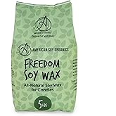 American Soy Organics Freedom Soy Wax Beads for Candle Making - Natural Candle Making Supplies - Paraffin-Free, Beeswax-Free Candle Wax for Container Candles, Tealights and Wax Melts, 5 lbs