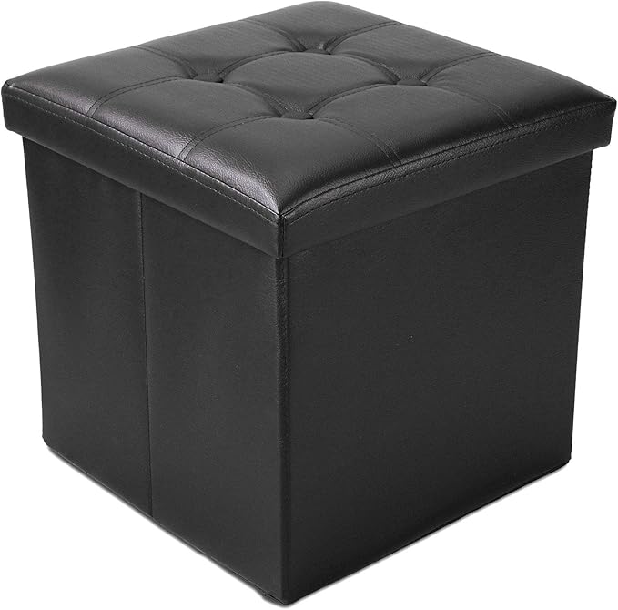 Todeco - Almacenamiento Banco, Almacenamiento Otomano Plegable de Cuero