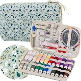 Bobode Travel Sewing Kit with 24 Sewing Thread &amp; Heavy Duty Sewing Needles | Printing Floral Refreshing Cute Sewing Kit for Adults Beginners,Basic Professional Sewing Supplies with 130PCS Accessories