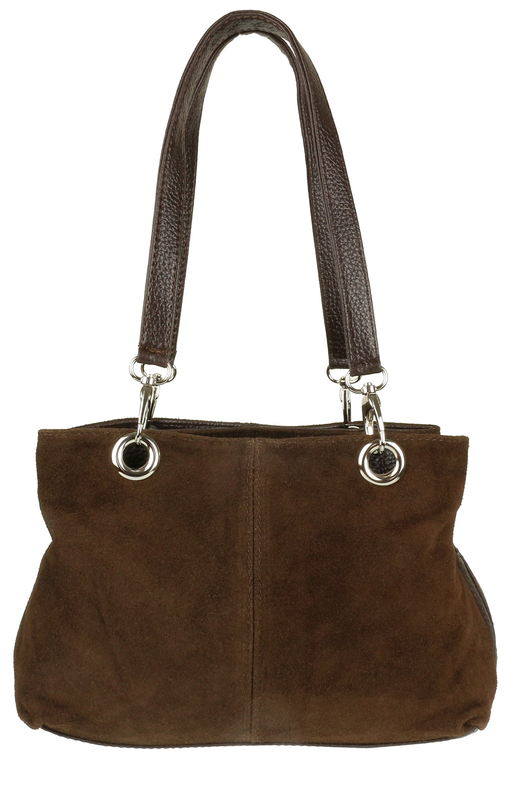 Girly HandBags Italian Suede Leather Shoulder Bag (Coffee)(Size: W 30, H 20, D 10 cm (W 12, H 8, D 4 inches))