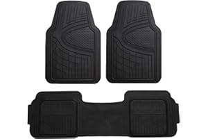 FH Group Automotive Floor Mats Universal Fit Climaproof for All Weather Protection Heavy Duty Rubber fits Most Cars, SUVs, and Trucks, Trim to Fit Black