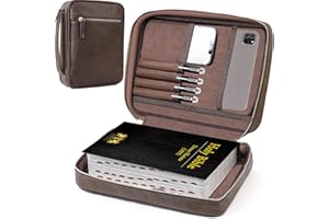 GLORIEROO Bible Cover - Bible Case with Durable Handle, Men's Carrying Book Case Church Bag Bible, Fits Bibles up to 9.75" x 7.5", Protective with Zippered Pocket, Ideal for Father's Gift, Christian Gift