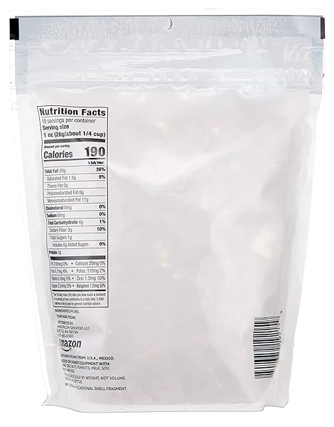AMAZON BRAND – HAPPY BELLY PECAN HALVES, NO ADDED SALT, 16 OUNCE (PACK OF 1)