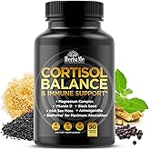 Cortisol Balance and Immune Support Supplement with Ashwagandha, Irish Sea Moss, Black Seed, Vitamin D and Magnesium Complex | Mood Enhancer | Immunity Booster | Stress Relief Pills | 90 Capsules