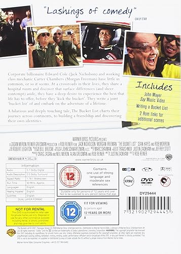 The Bucket List Import Anglais Amazon Fr Jack Nicholson Morgan Freeman Rob Reiner Jack Nicholson Morgan Freeman Dvd Blu Ray