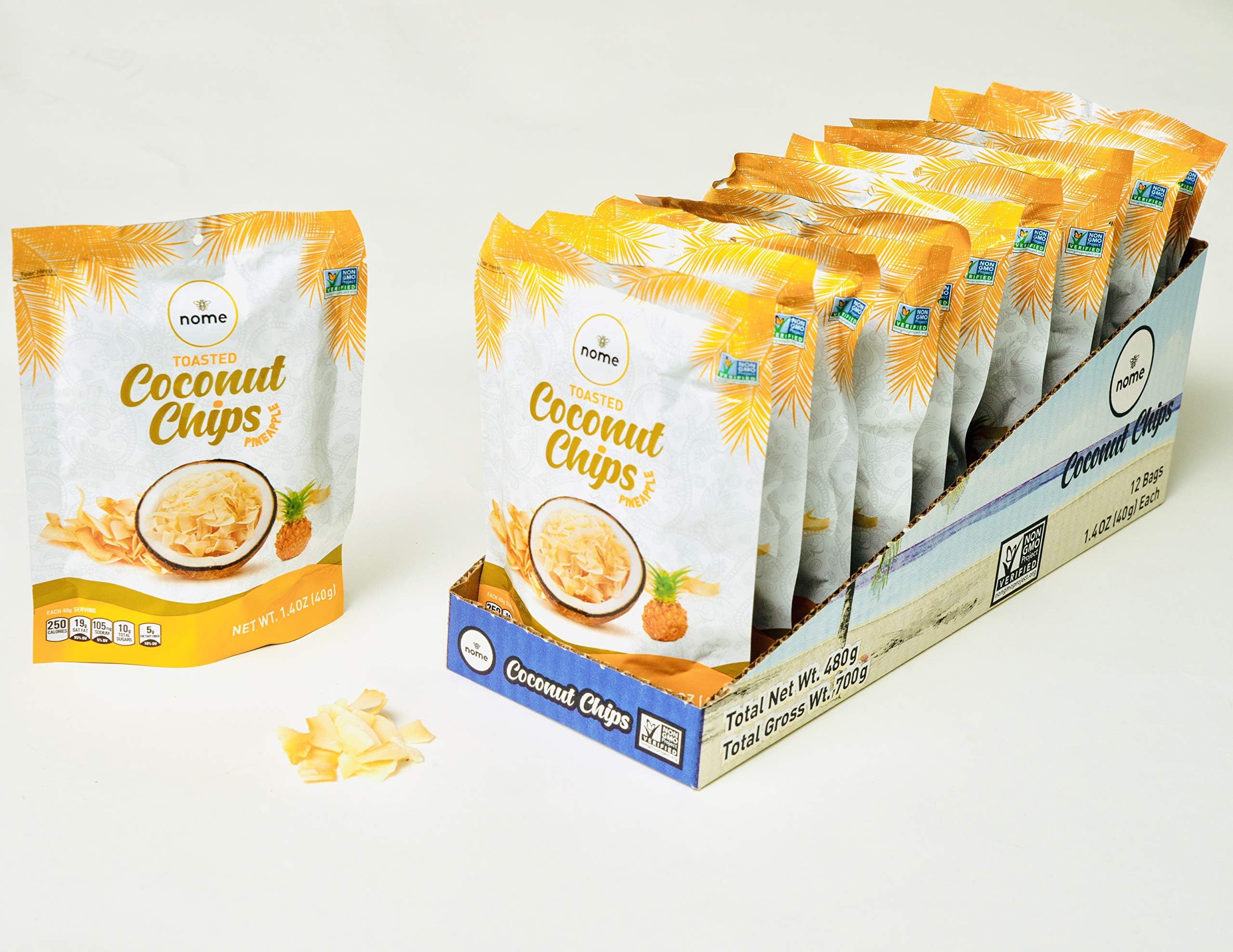 Coconut Chips (Pineapple) 12 Pack - 1.4oz - Simple Ingredients - Non-GMO - Gluten Free - No Preservatives - Keto and Paleo Diet …