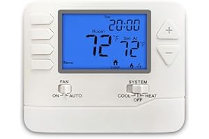 ELECTECK 5-1-1 Day Programmable Digital Thermostat for Home, up to 1 Heat/1 Cool with Large LCD Display, Compatible with Single Stage Electrical and Gas System, White