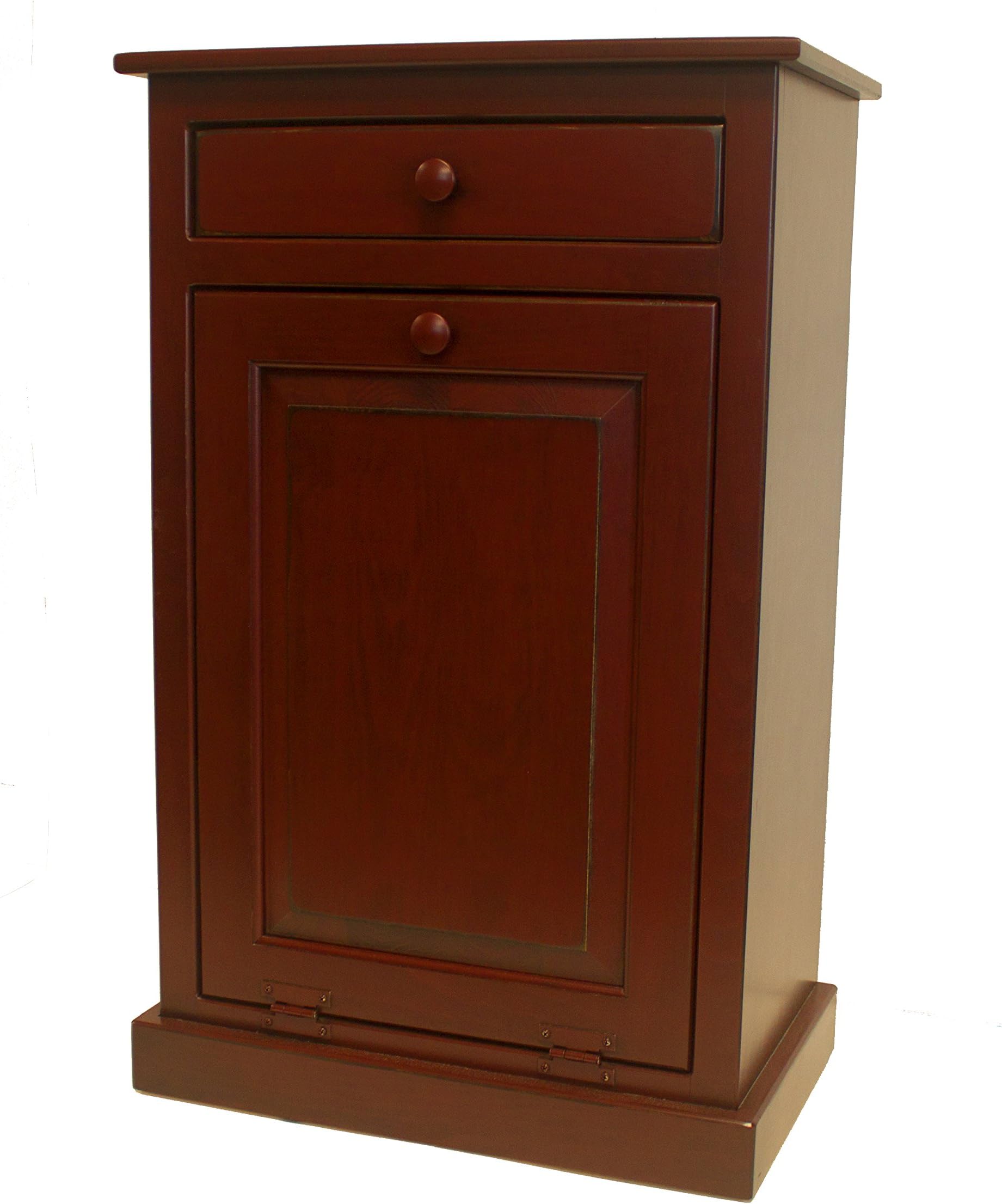 Pine Tilt Out Trash Bin (Primitive English Red with Glaze)