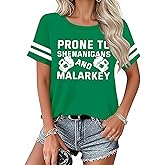 UYIQL St Patricks Day Shirt Women St Paddys Day Shirts Irish Shamrock Short Sleeve Tee Tops