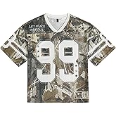 UOUA Mens Jersey Y2k Baggy Shirts Number Graphic Tees Oversized V Neck Tshirts Streetwear Tops