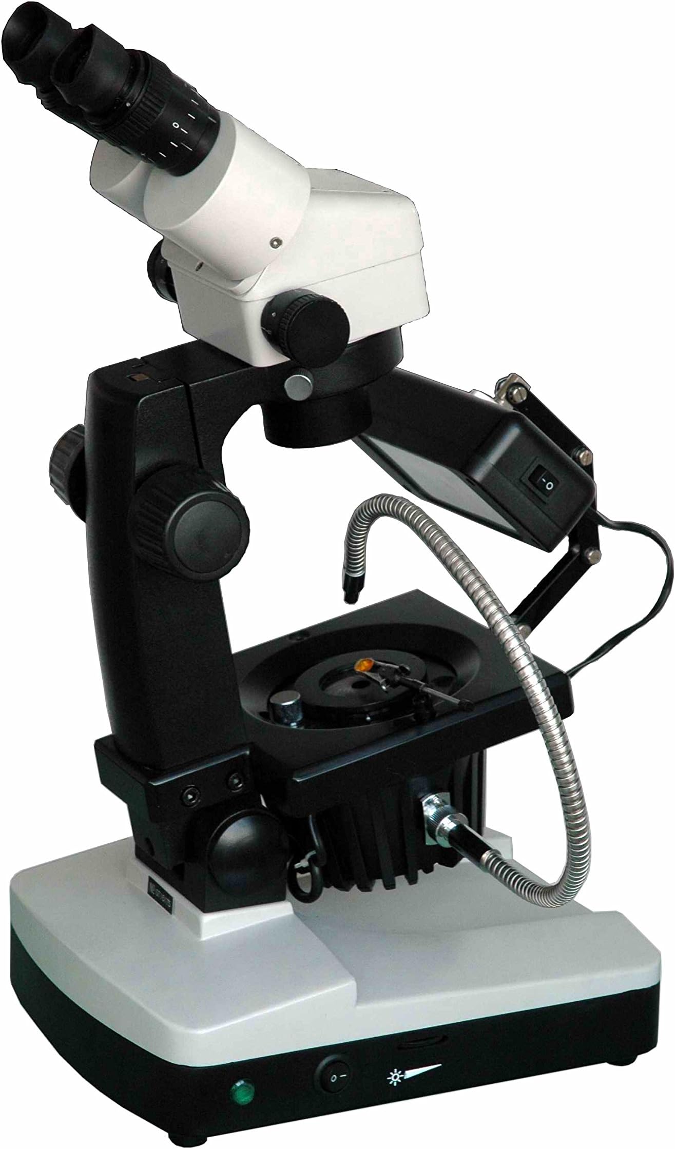 BestScope BS-8040B Gemological Binocular Zoom Microscope, WF10x Eyepieces, 7x-45x Magnification, Brightfield and Darkfield Illumination, Halogen and Fluorescent Light Sources, LED Point Light, Iris Diaphragm, 110V