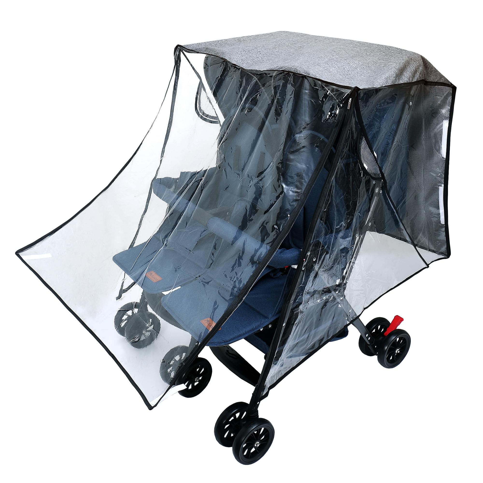 LAT Universal Twins Stroller Raincover Double Rain Cover for Pushchair Side by Side Baby Travel Weather Shields with Canopy and Breathable Vents Fits Most Double Stroller Pushchair Buggy