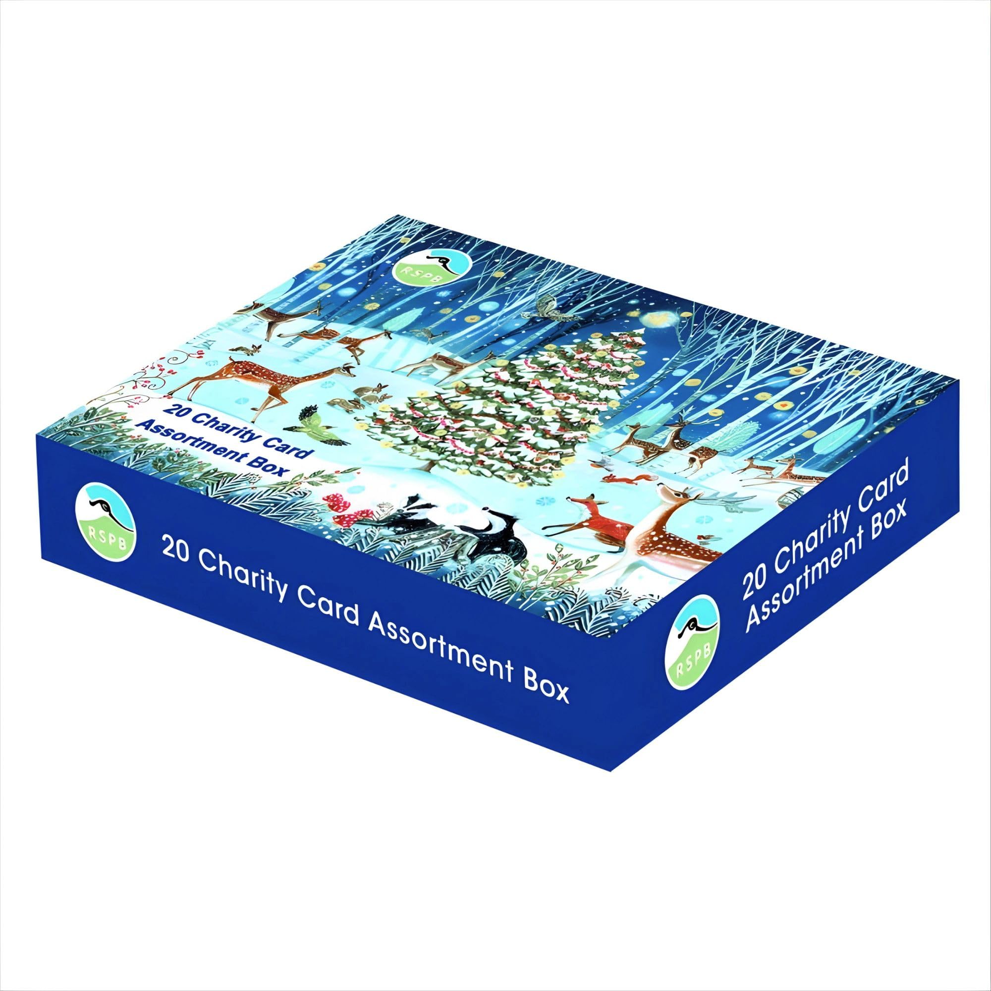 Woodmansterne RSPB Charity Christmas Cards Box of 20 - Assorted Designs - 5 x 4 Snowy Woodland Animals Designs - Christmas Cards Multipack - In Aid of UK Charities