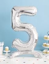 Unique Majestic Silver 5 Foil Balloon 76cm Shaped Milestone Decor view 2