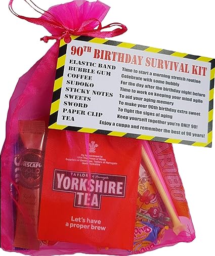 Kit de supervivencia para 90 cumpleaños, color rosa: Amazon.es: Oficina y papelería