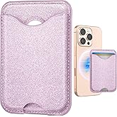 Shorogyt Compatible with Magsafe Wallet Magnetic Card Holder - Glitter Light Purple Phone Wallets for Women Teen Girls for iPhone 17/16/15/14/13/12 Series Slim for Apple Mag RFID Magnet, Fit 3 Cards