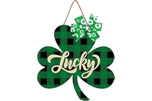 CYNOSA St. Patrick's Day Door Sign St. Patrick's Day Decoration Irish Green Shamrock Hanging Sign with Bow Welcome Wood Sign Home Wall Decor