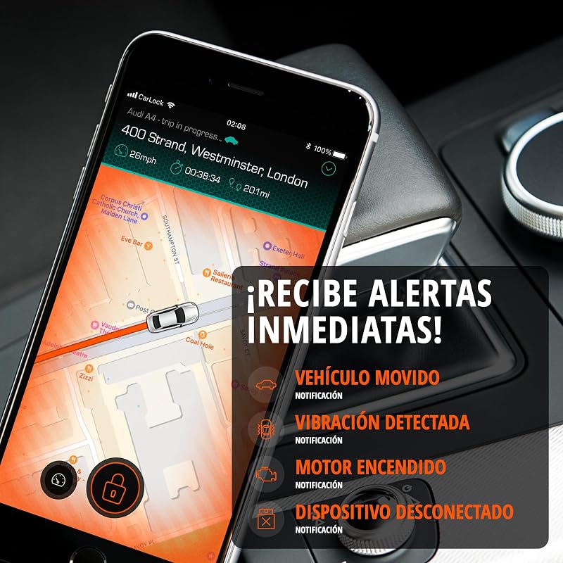 Localizador GPS básico de carros, alarme automóvel e anti-roubo automóvel. Rastreador GPS em tempo real, notifica imediatamente vibrações ou movimentos suspeitos. Segurança Completa do Carro