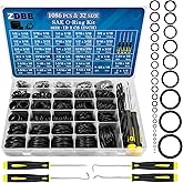 ZDBB 1086 Pcs SAE Standard O Ring Kit Nitrile Rubber O-Rings Assortment with O‘Ring Pick for Hydraulic Automotive Plumbing Fa