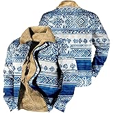 domirica Cowboy Western Jackets for Men Long Sleeve Aztec Sherpa Fleece Lined Zip Up Ethnic Fashion Big And Tall Warm Coat
