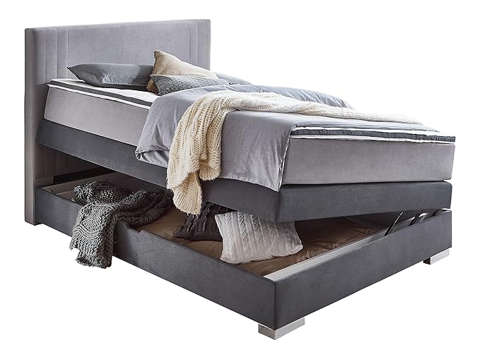 Atlantic Home Collection ROB Boxspringbett mit Taschenfederkernmatratze und Stauraum im Bettkasten, inklusive Komfortschaumto