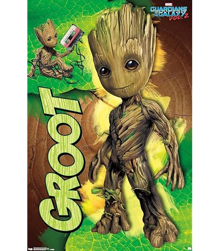 Poster Guardians Of The Galaxy 'I Am Groot' - Design Cassette Vintage - Déco Murale