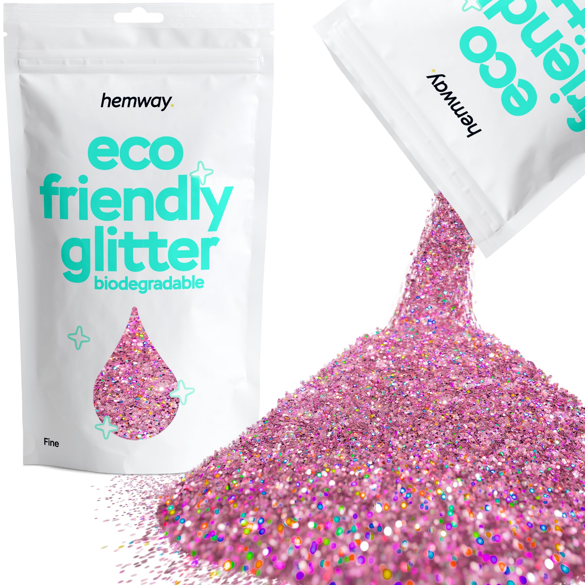 Eco Friendly Biodegradable Glitter | Pink Holographic - Fine 100g, Plant Based, Biodegradable Glitter for Craft, Face, Hair, Nail, Body and Festival - Hemway — image 1