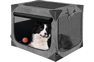 Nottia Dog Crate, Collapsible Soft Travel Crate for Large Dogs (3 Year Warranty), Indoor & Outdoor Portable Pet Kennel with Chew-Proof Mesh Window (Dark Gray, 36" L x 25" W x 25" H) ﻿