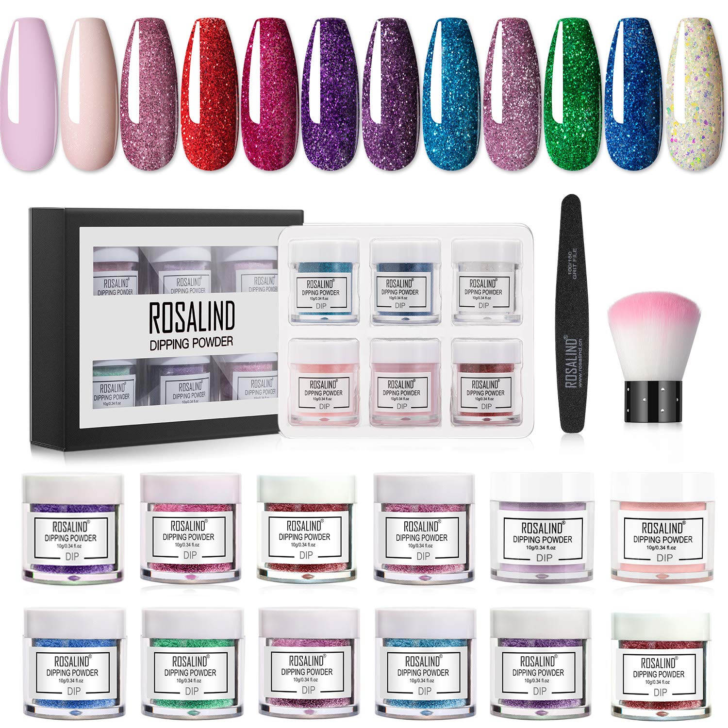 Rosalind Glitter Dip Powder Colors For Nail Art Decoration