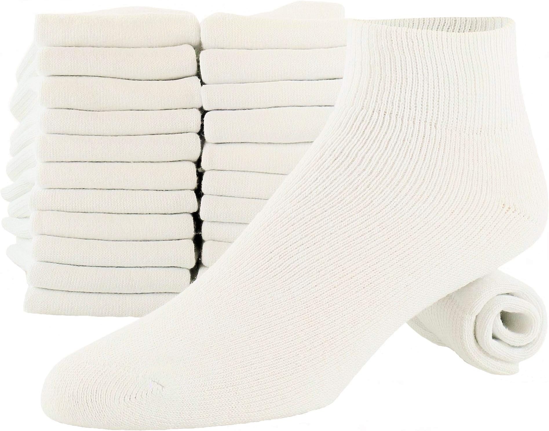 Men's 12 Pack Solid Black Ankle Quarter Socks Premium Cotton Comfort Athletic Fits Shoe Size 6-11 Sock Size 10-13
